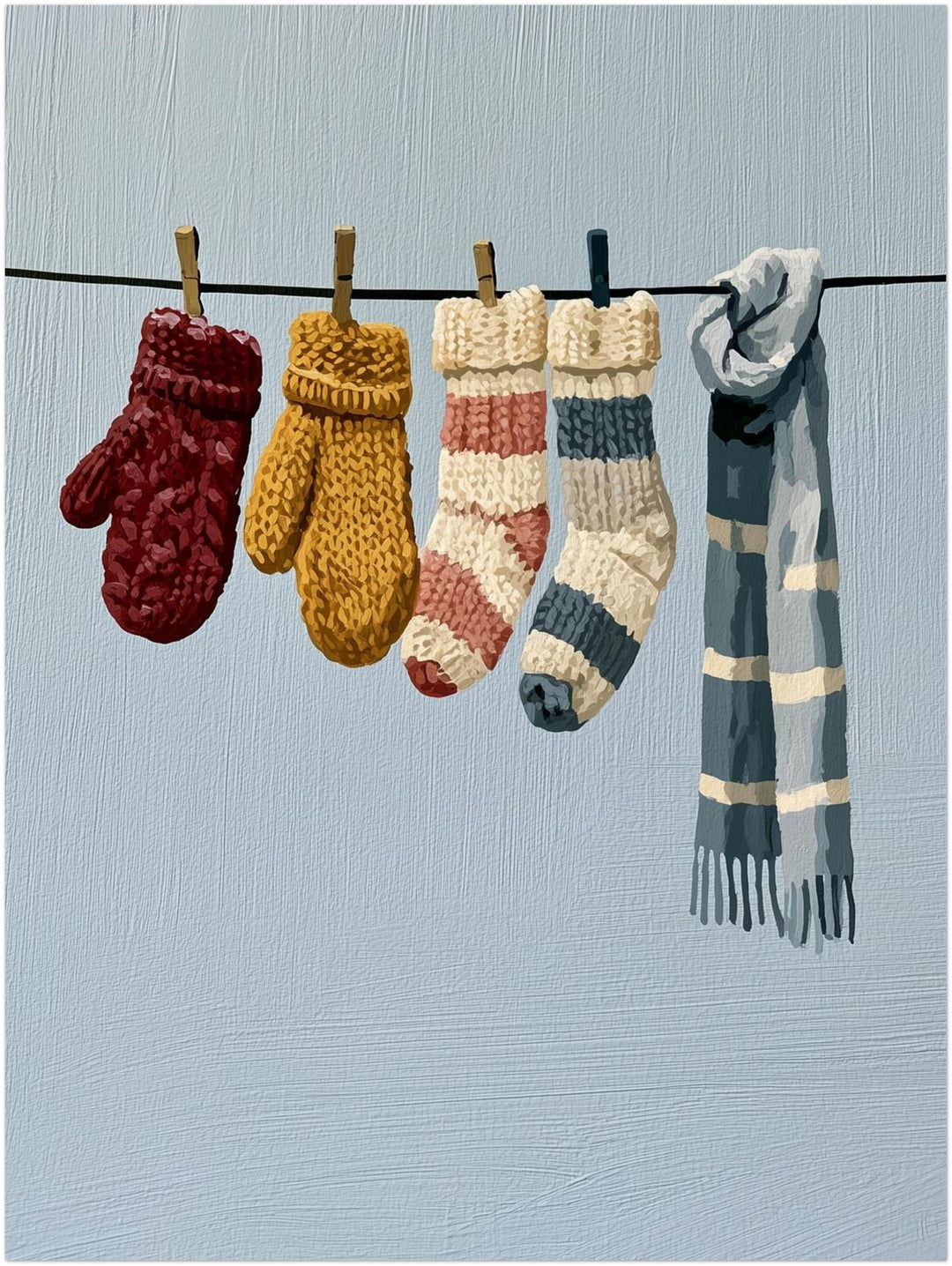 Wäscheleine im Winter Poster – Ohne Rahmen – Produktfoto