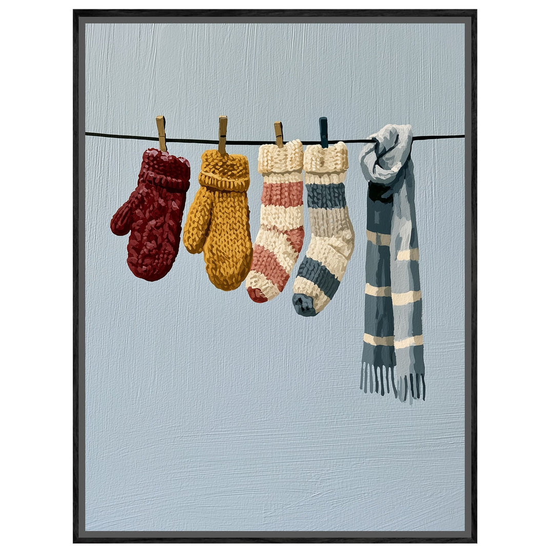 Wäscheleine im Winter Leinwandbild – Leinwandbild
