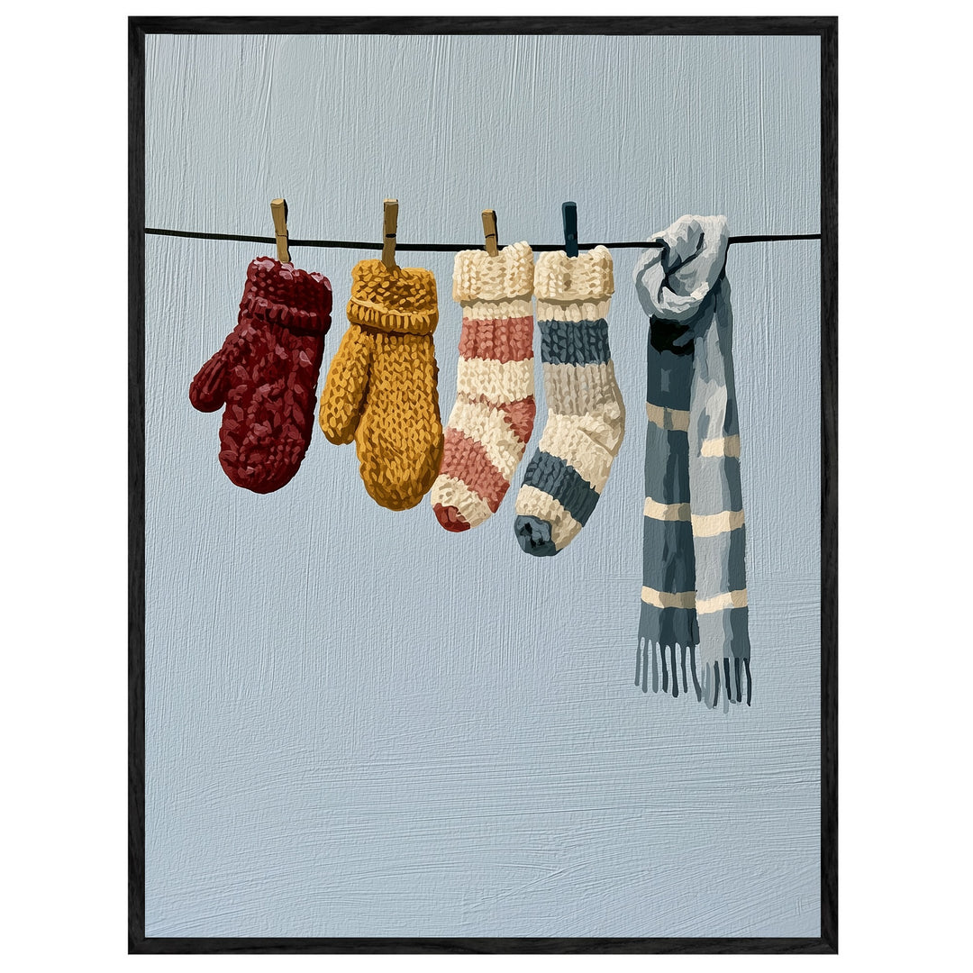 Wäscheleine im Winter Leinwand