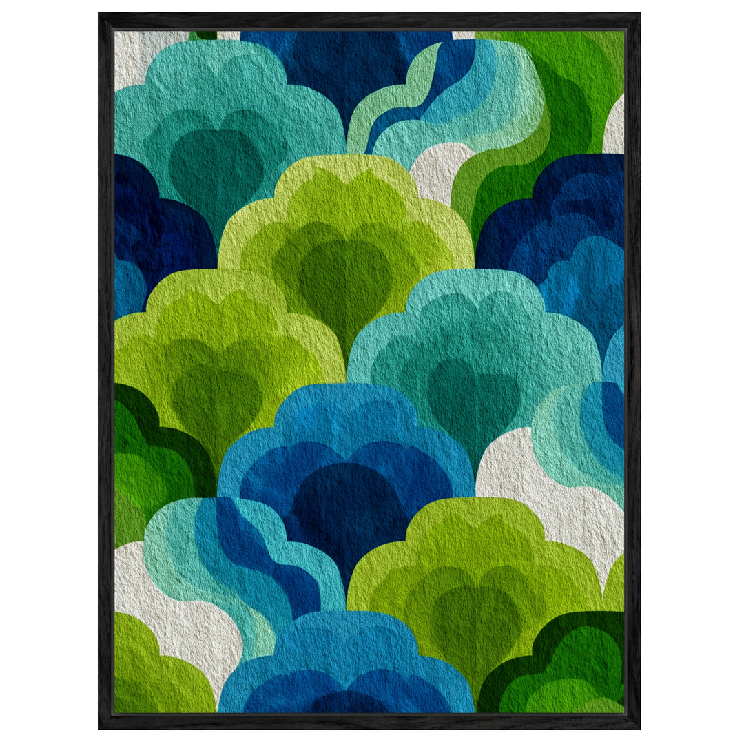 Wolken Formen Muster Leinwandbild Retro – Leinwand auf Holzrahmen – Ansicht 4