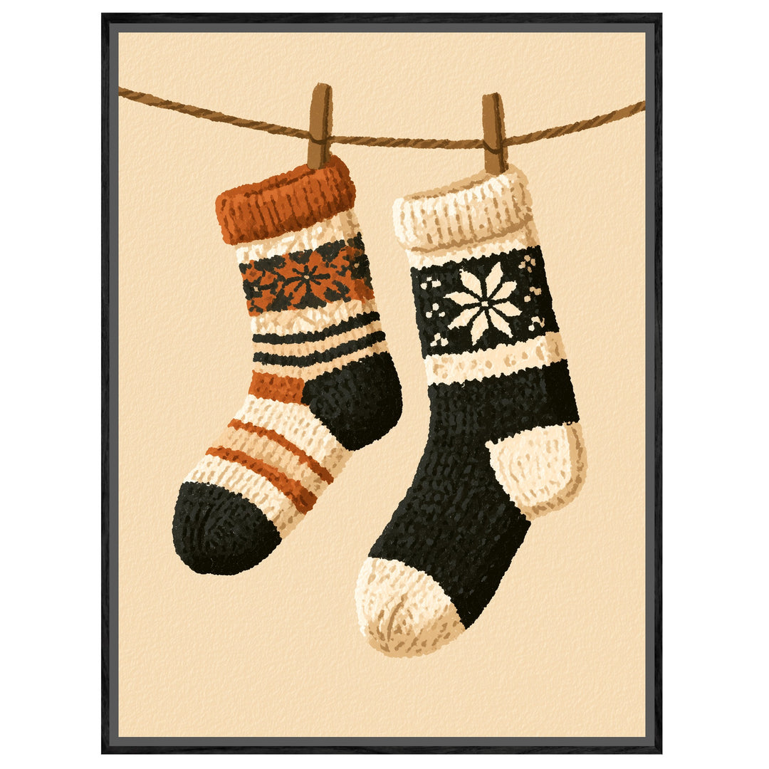 Winterliche Wollsocken Retro Leinwandbild – Leinwandbild