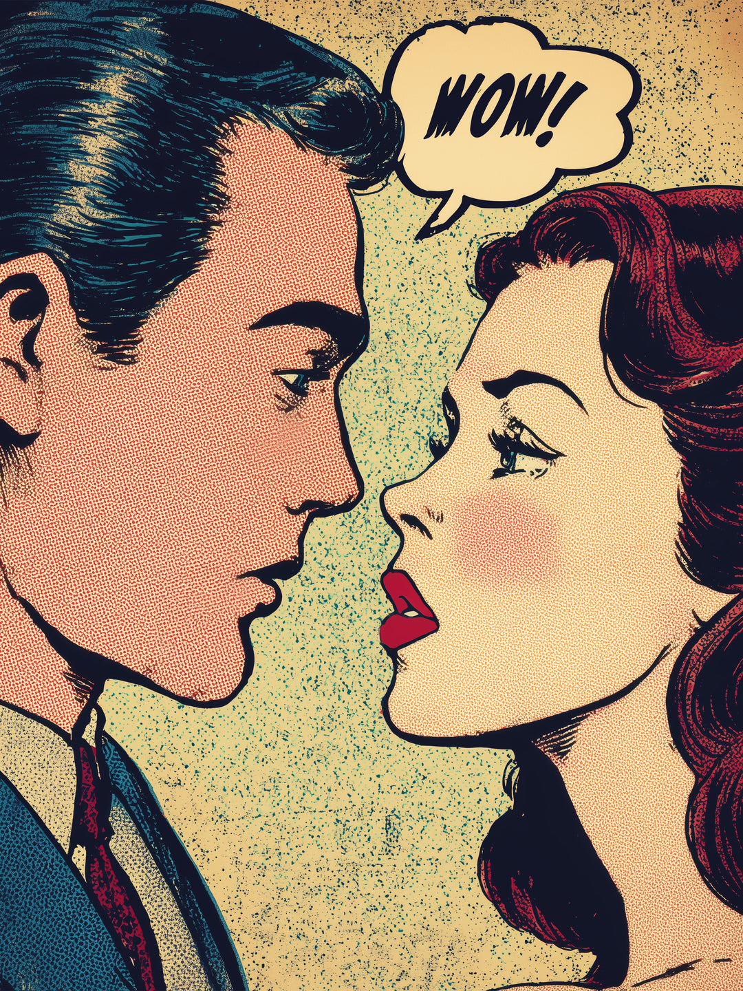 Romantisches Comicpaar Pop Art – Wandkunst