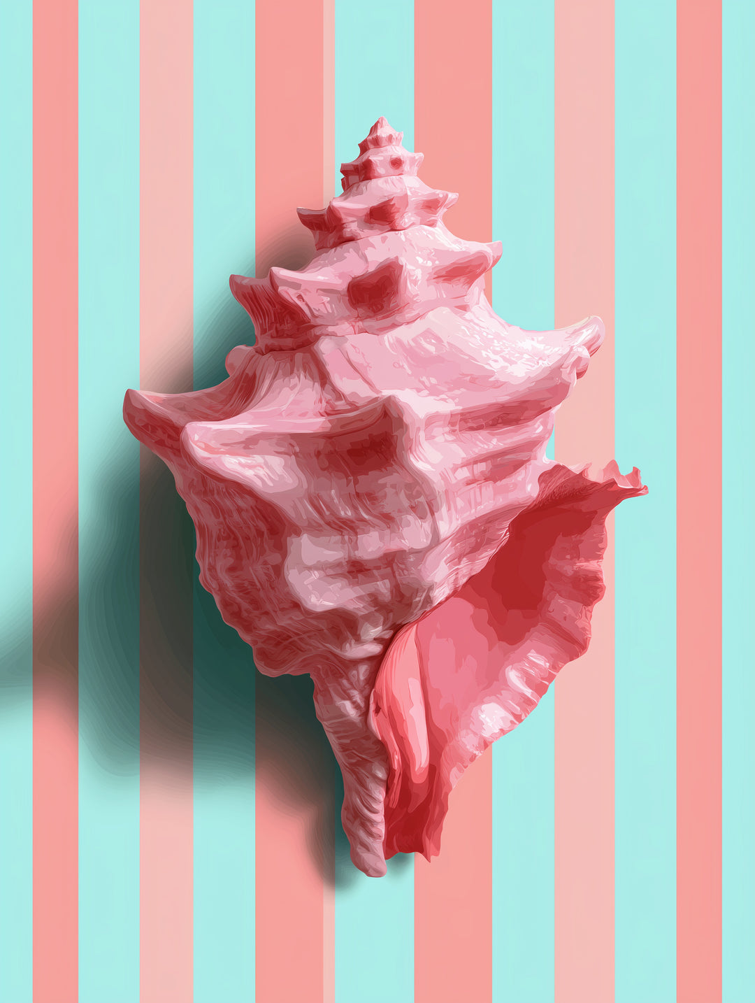 Rosa Muschel gestreift Dopamin – Wandkunst