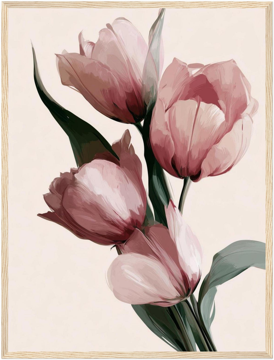 Rosa Tulpen in Blüte Poster – Holz natur Rahmen – Produktfoto