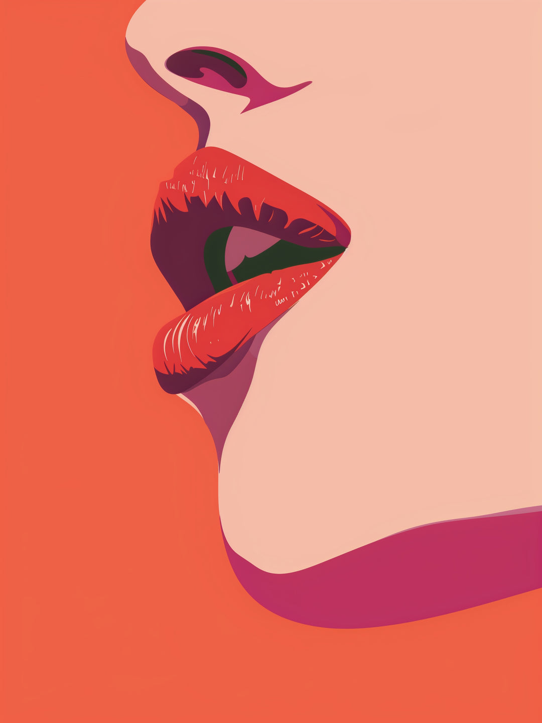 Rote Lippen Illustration Dopamin – Wandkunst