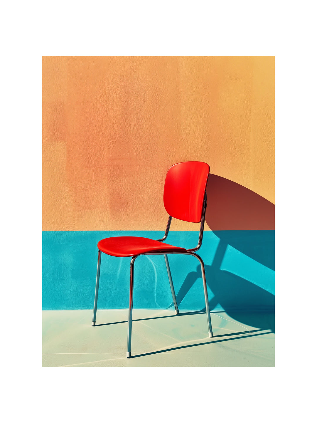 Roter Stuhl minimalistisch Retro – Wandkunst