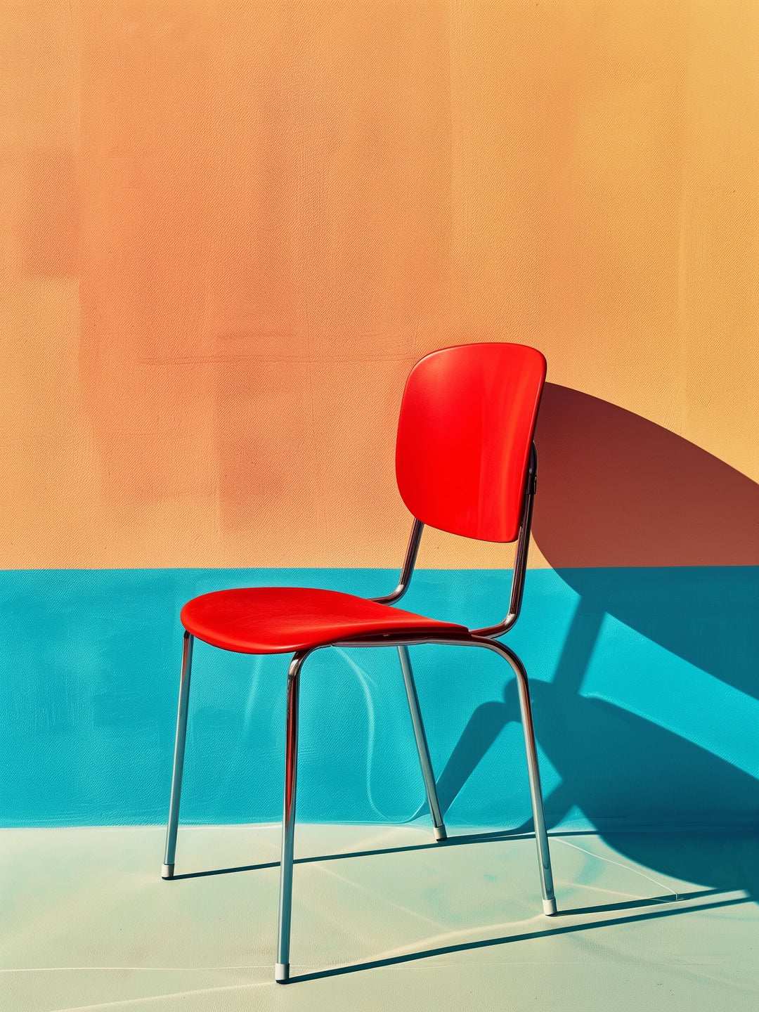 Roter Stuhl minimalistisch Retro – Wandkunst