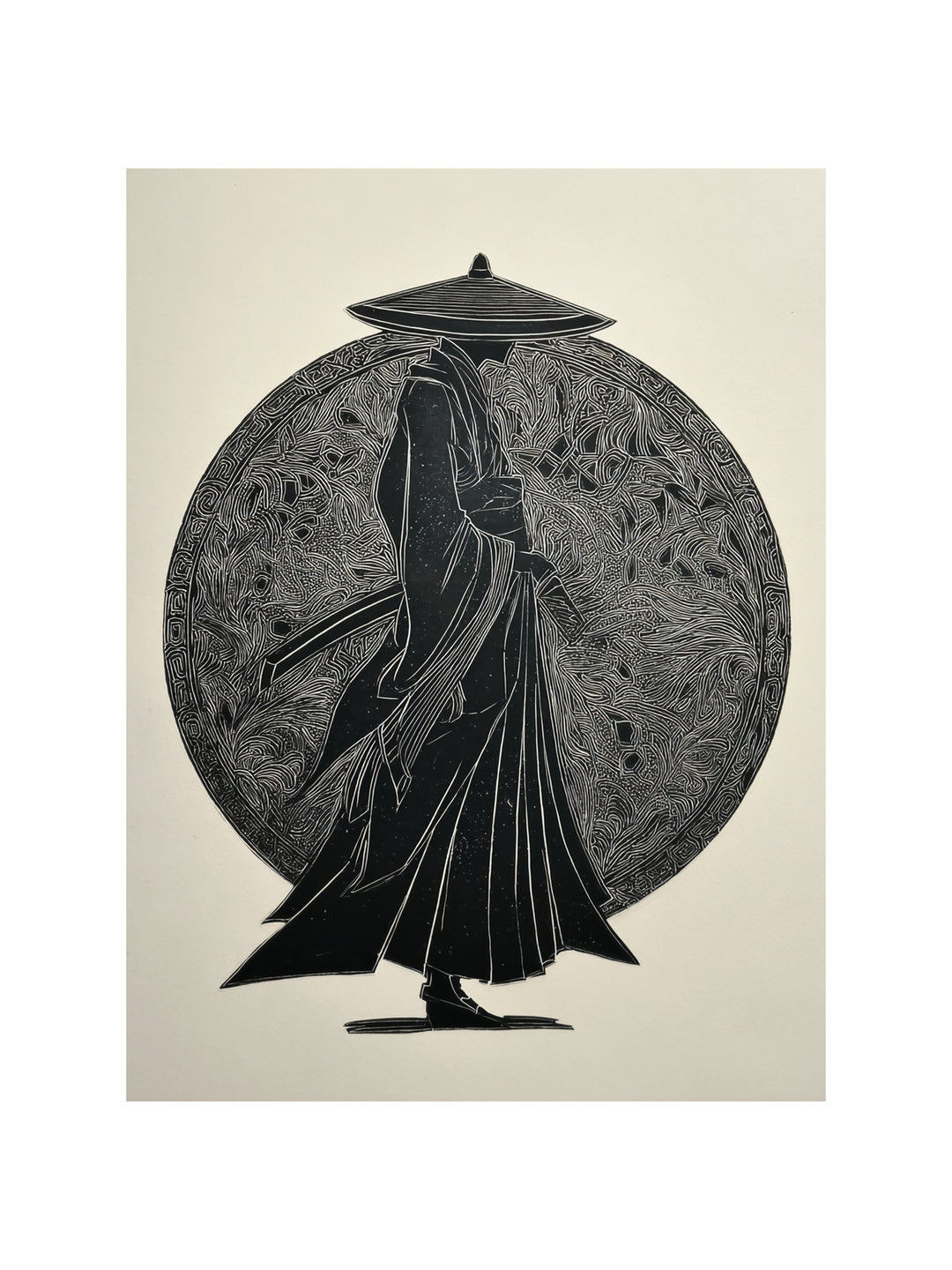 Samurai Silhouette Holzschnitt Zen – Wandkunst