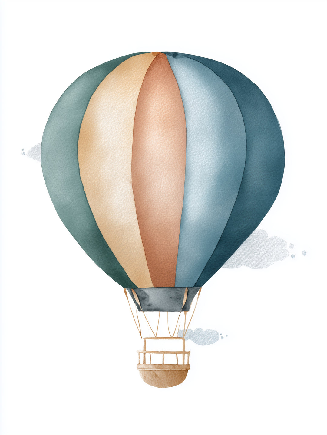 Sanfter Heißluftballon Aquarell  – Wandkunst