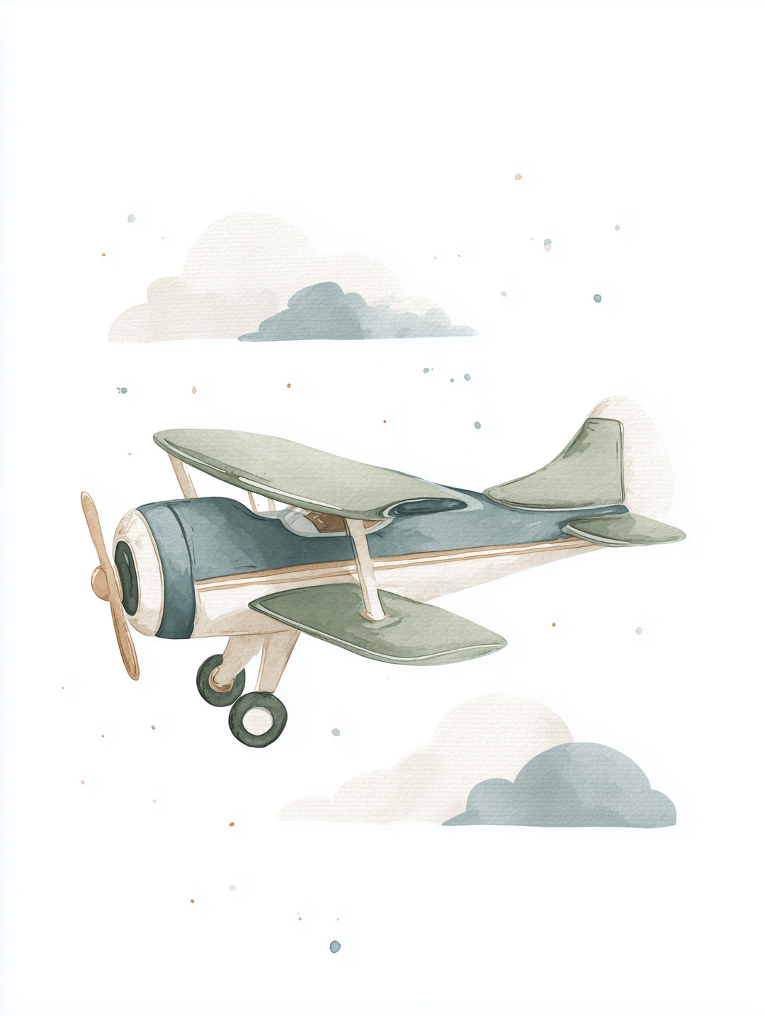Sanftes Flugzeug Aquarell  – Wandkunst