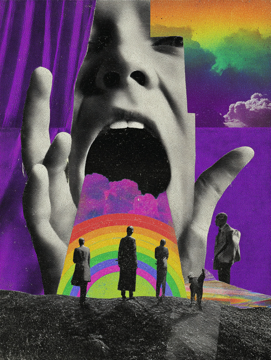 Schreiendes Gesicht mit Regenbogen Psychedelic – Wandkunst