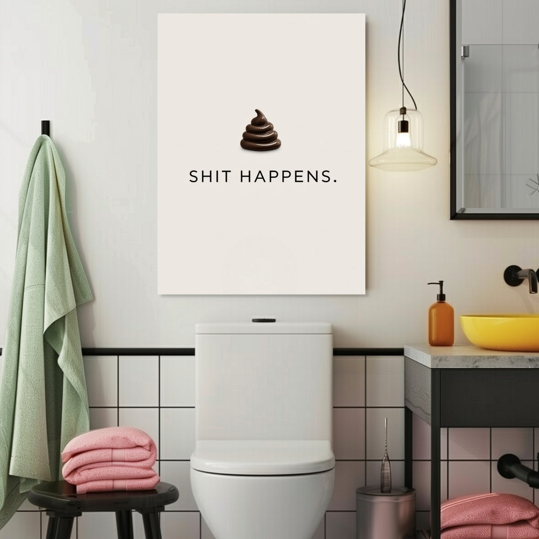 Schriftzug Shit Happens Leinwandbild abstrakt – Leinwand auf Holzrahmen – Ansicht 4
