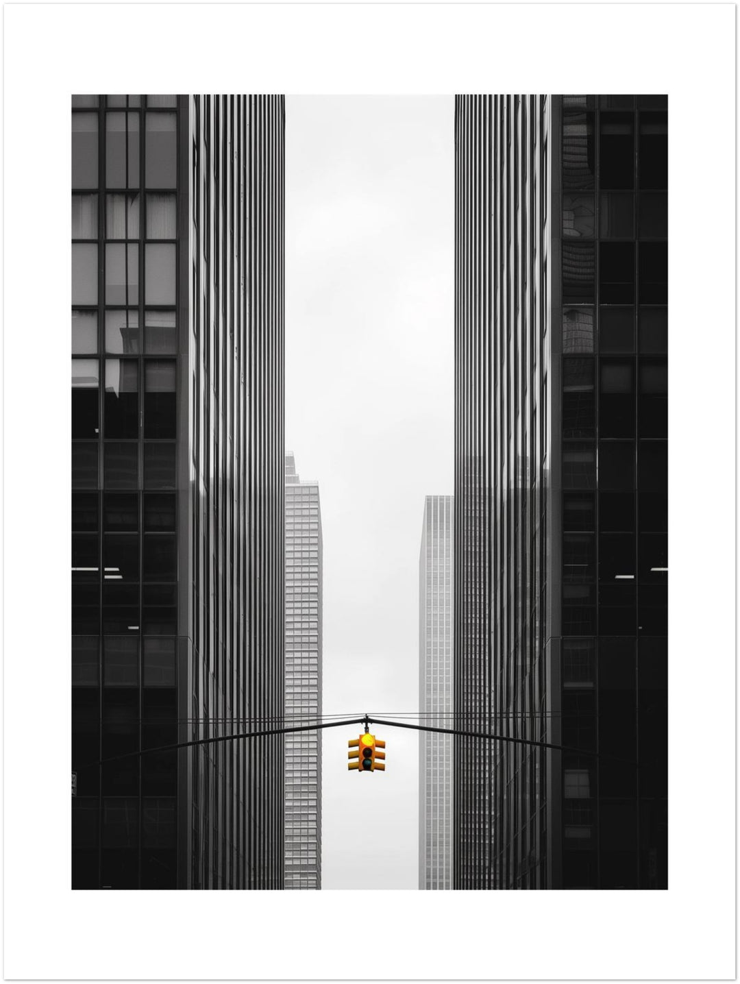 Ampel zwischen Hochhäusern New York abstrakt – Wandkunst