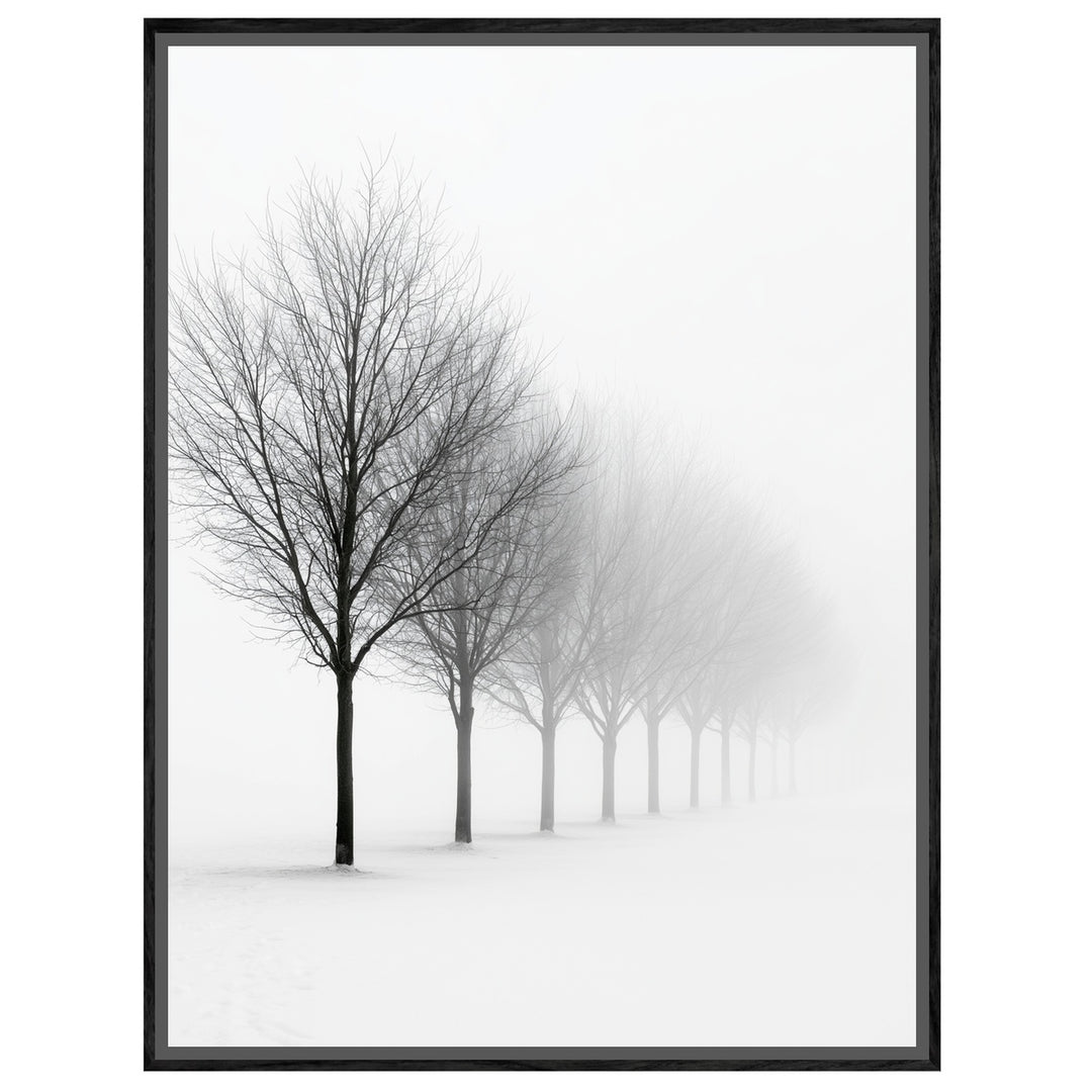 Baumreihe im Winternebel Leinwandbild – Leinwandbild
