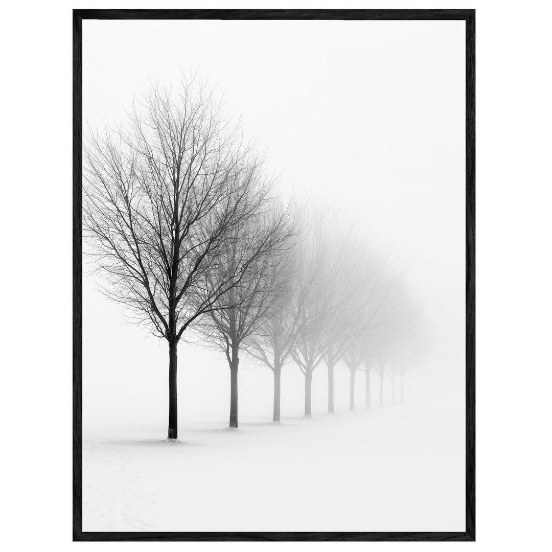 Baumreihe im Winternebel Leinwand
