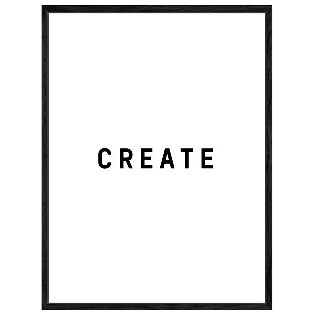 Typografie CREATE Leinwandbild abstrakt – Leinwand auf Holzrahmen – Ansicht 4