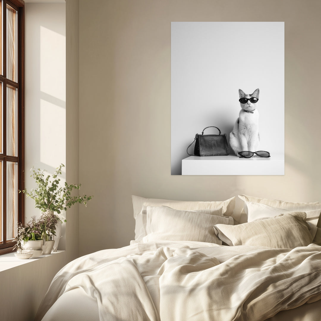 Designer Katze Leinwandbild abstrakt – Leinwand auf Holzrahmen – Ansicht 3