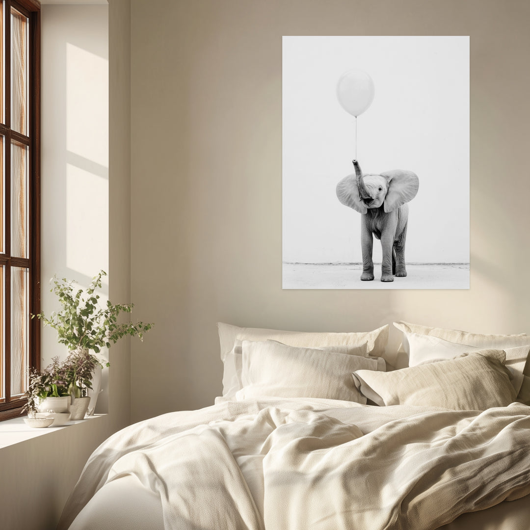 Elefant mit Ballon Leinwandbild abstrakt – Leinwand auf Holzrahmen – Ansicht 3