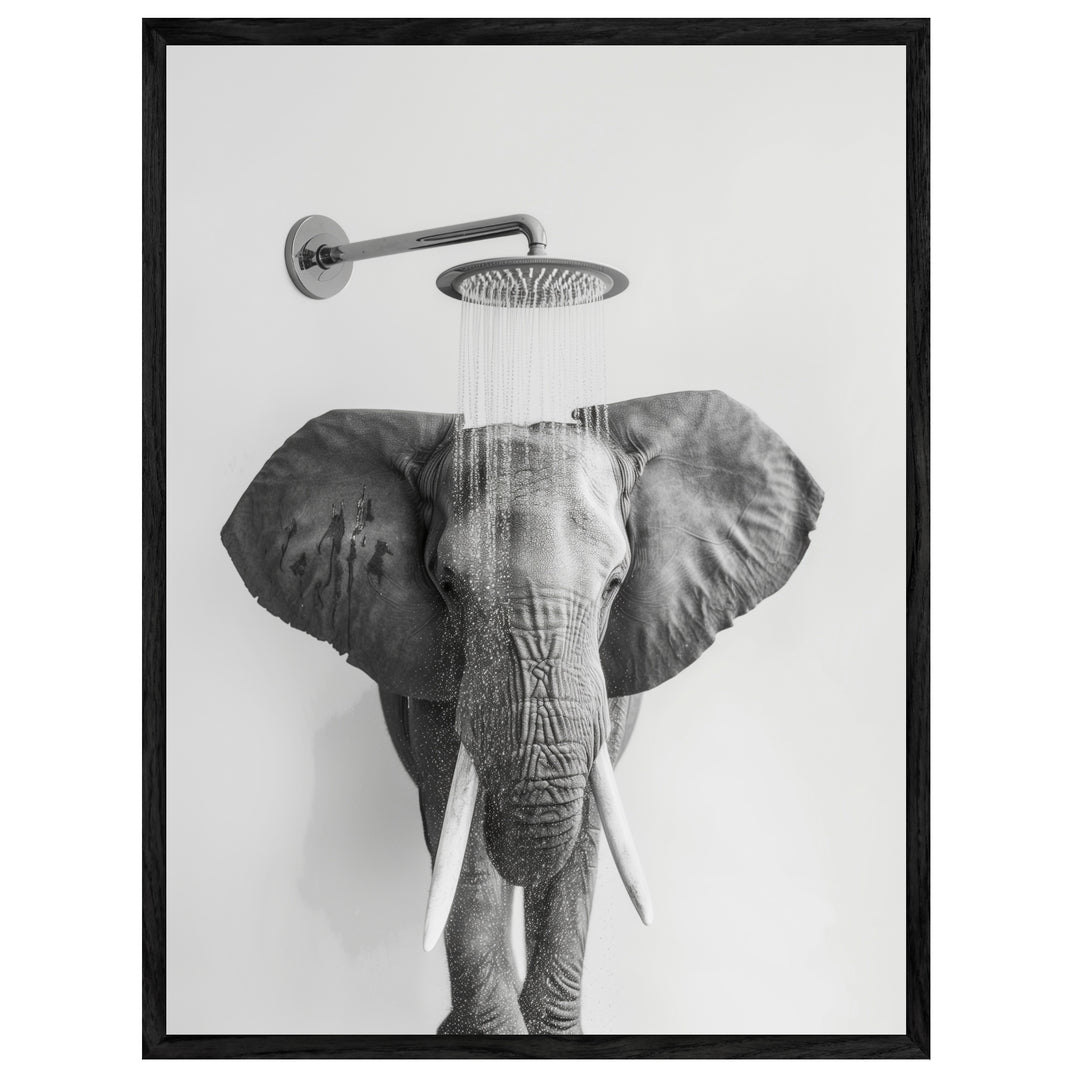 Elefant unter Dusche Leinwandbild abstrakt – Leinwand auf Holzrahmen – Ansicht 4