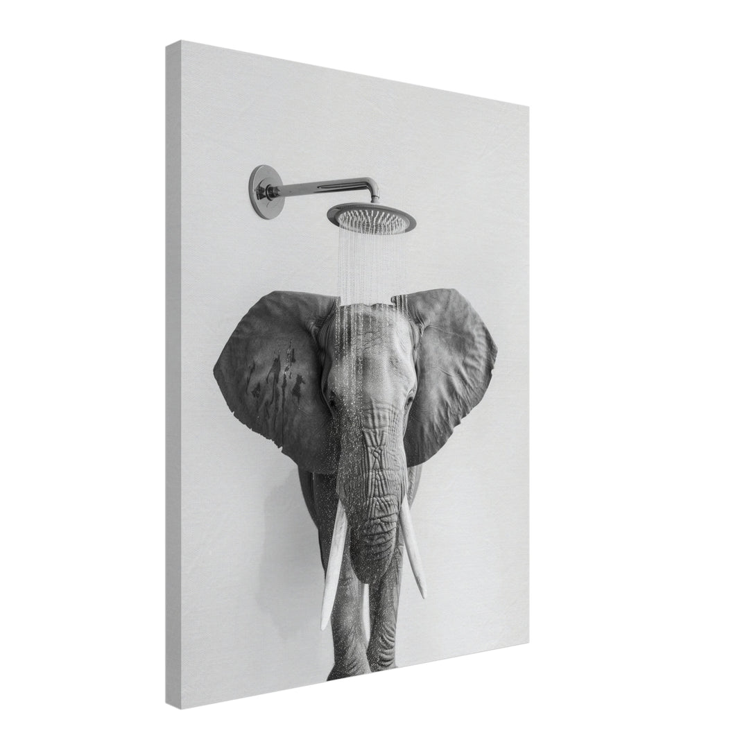 Elefant unter Dusche Leinwandbild abstrakt – Leinwand auf Holzrahmen – Ansicht 2