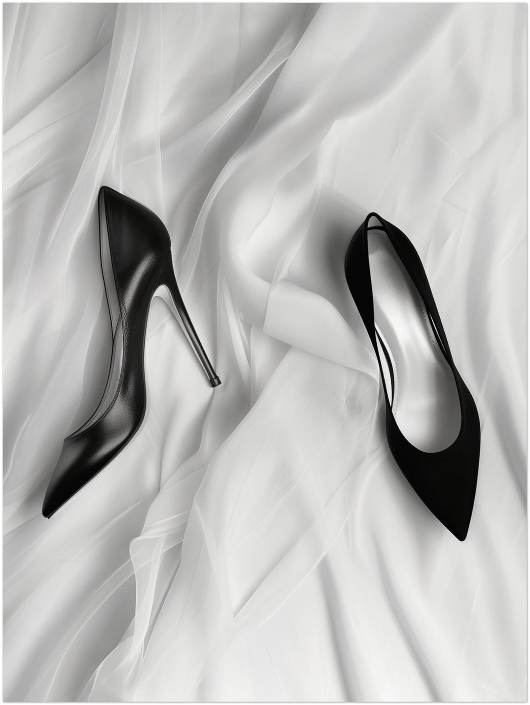 Schwarze High Heels schwarz weiß – Wandkunst