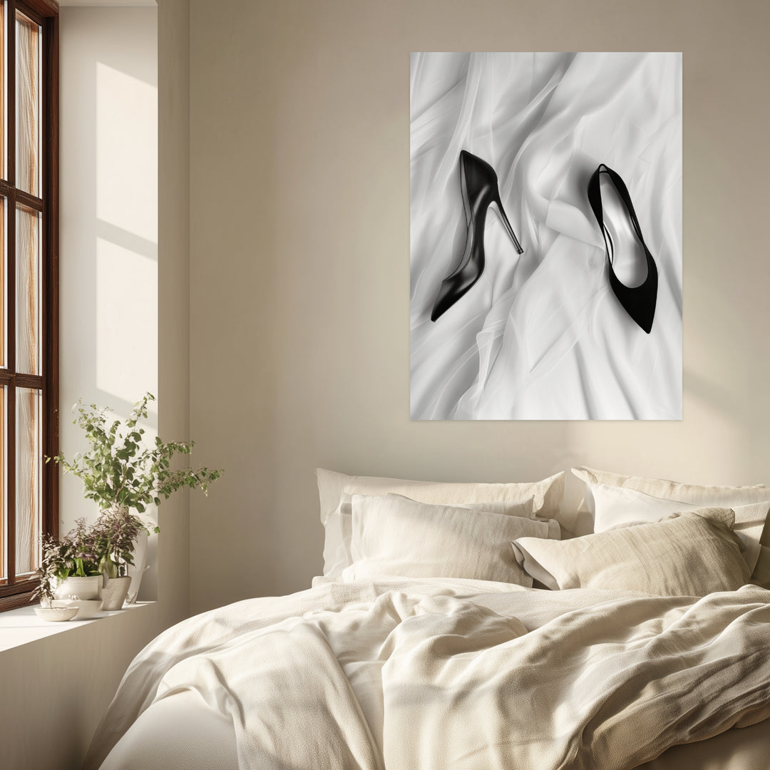 Schwarze High Heels Poster schwarz weiß – mattes Kunstdruck-Papier – Ansicht 3
