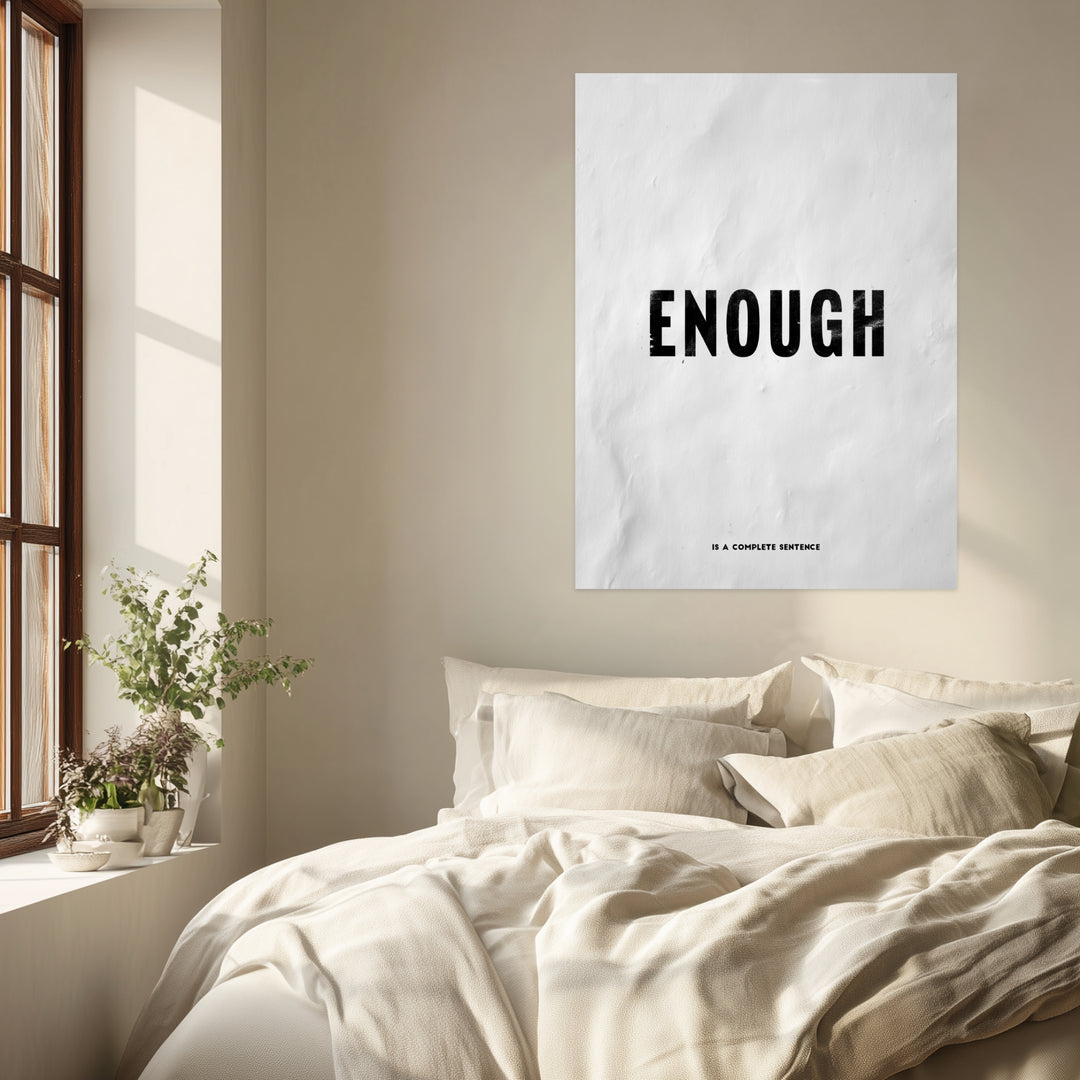 Enough Typografie Leinwandbild abstrakt – Leinwand auf Holzrahmen – Ansicht 3