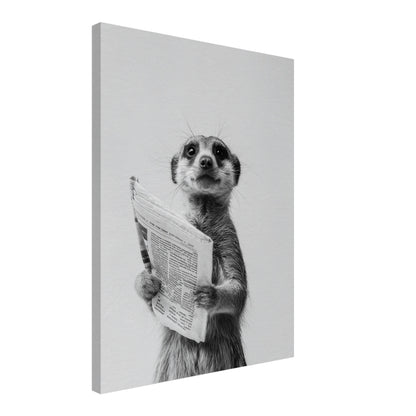 Erdmännchen mit Zeitung Leinwandbild
