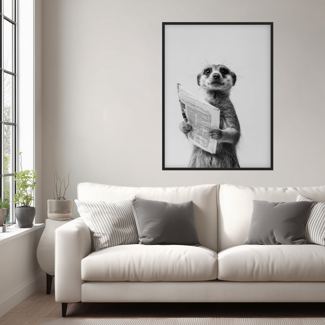 Erdmännchen mit Zeitung Poster abstrakt – mattes Kunstdruck-Papier – Ansicht 3