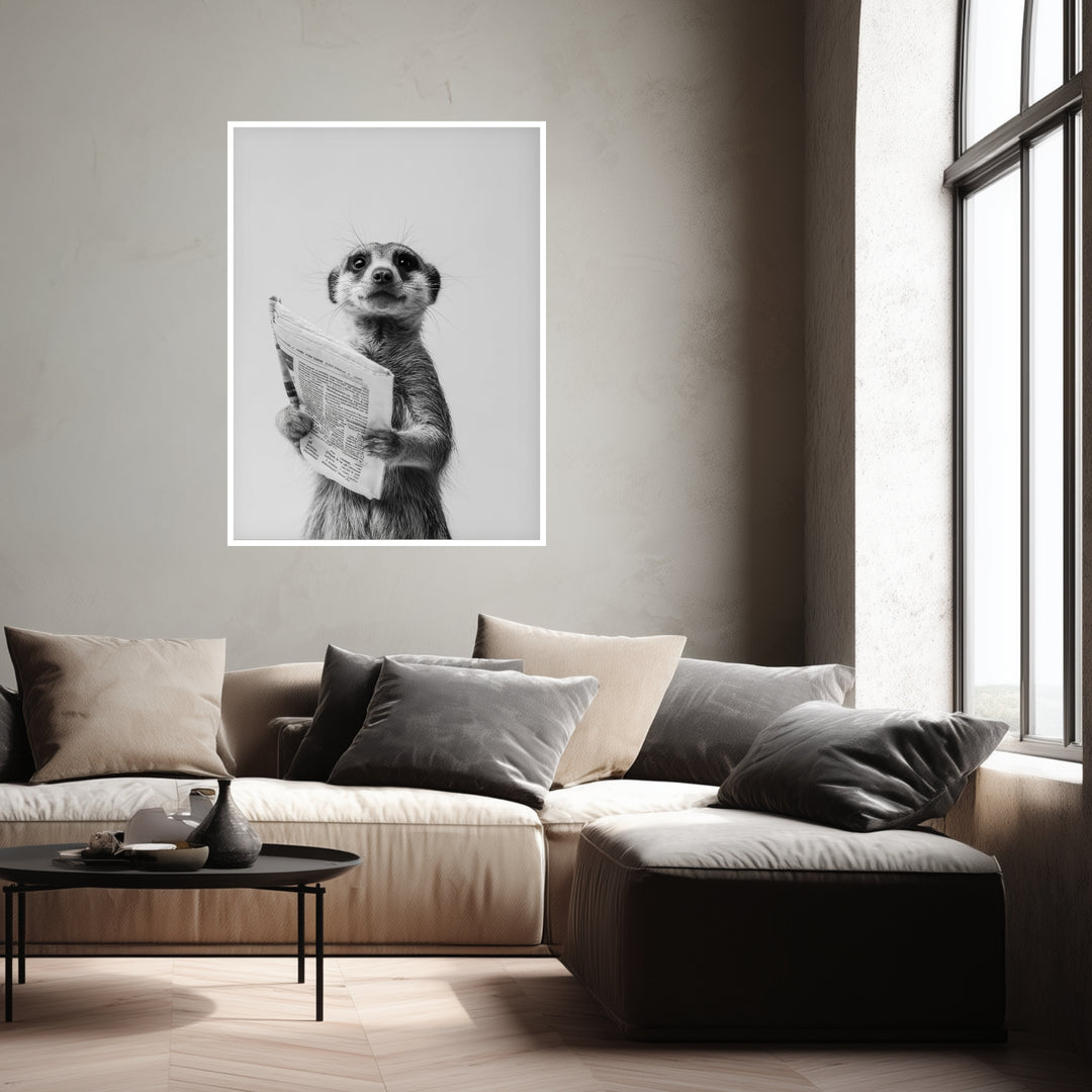Erdmännchen mit Zeitung Poster abstrakt – mattes Kunstdruck-Papier – Ansicht 4