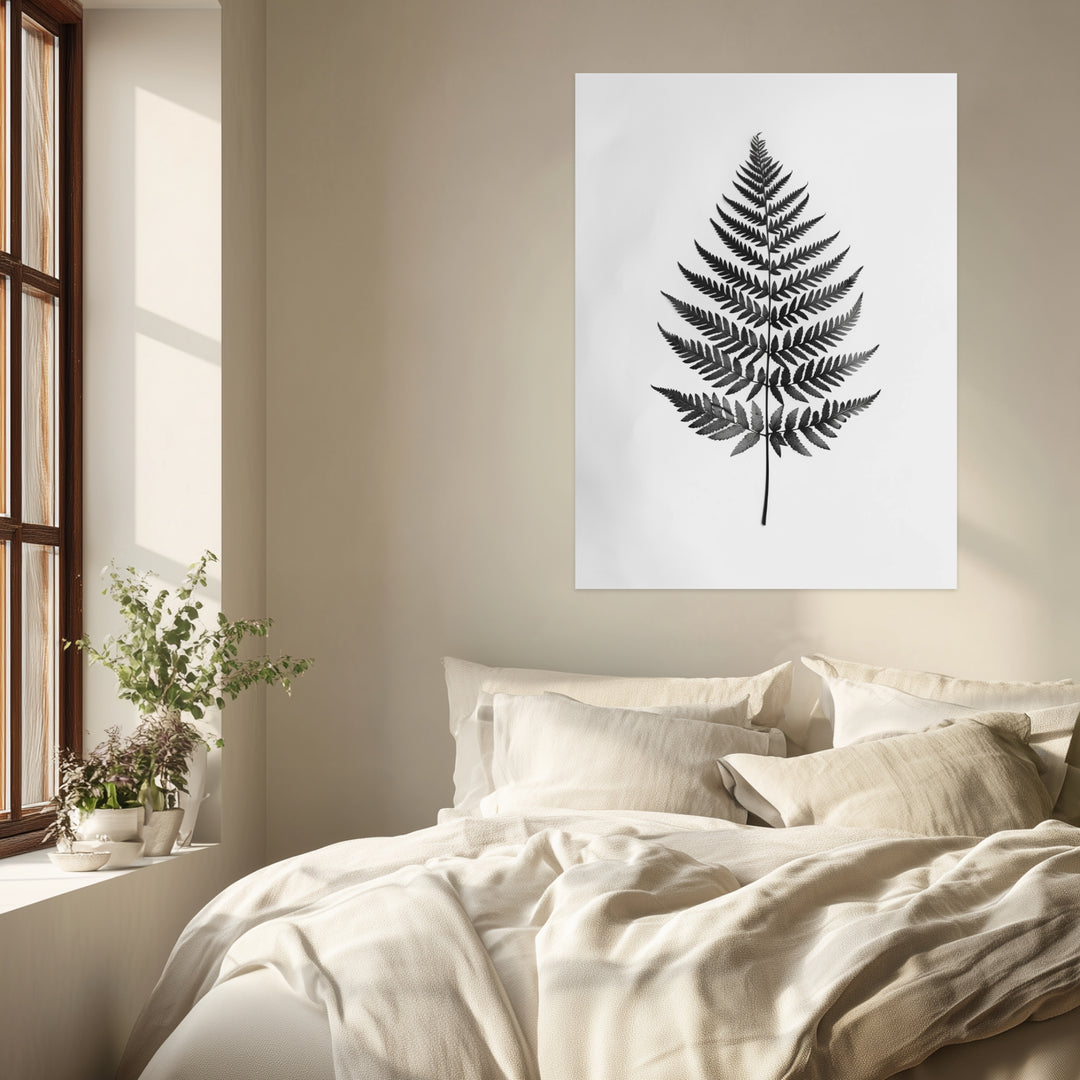 Farnblatt Silhouette Leinwandbild abstrakt – Leinwand auf Holzrahmen – Ansicht 3