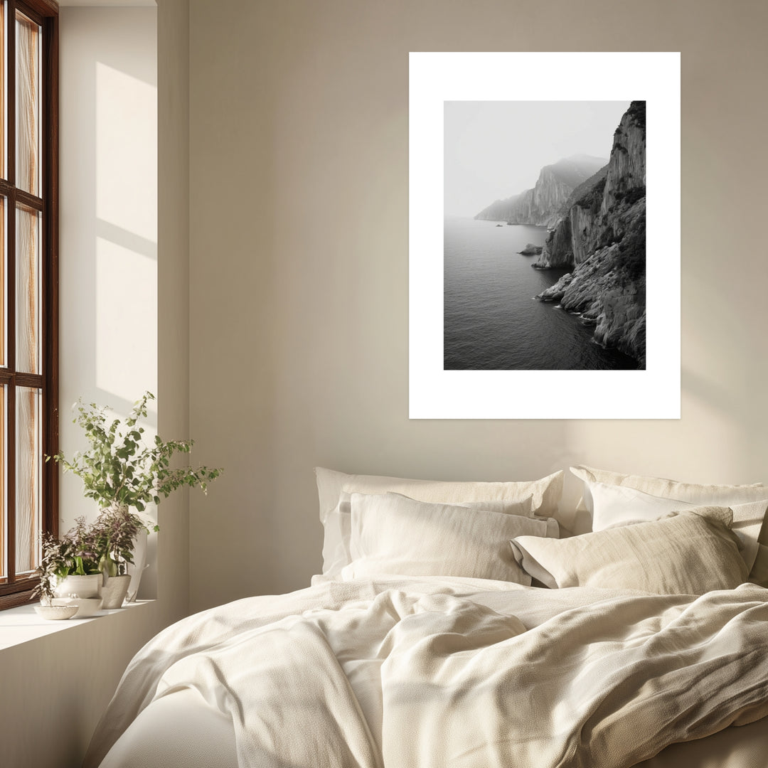 Felsküste Poster schwarz weiß – mattes Kunstdruck-Papier – Ansicht 3
