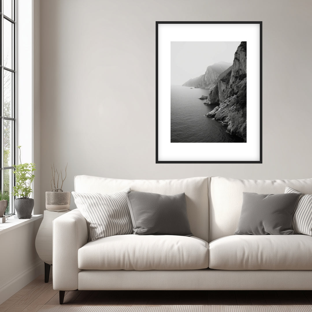 Felsküste Poster schwarz weiß – mattes Kunstdruck-Papier – Ansicht 2