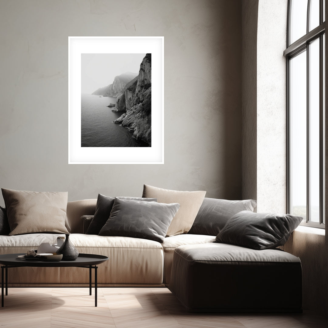 Felsküste Poster schwarz weiß – mattes Kunstdruck-Papier – Ansicht 4