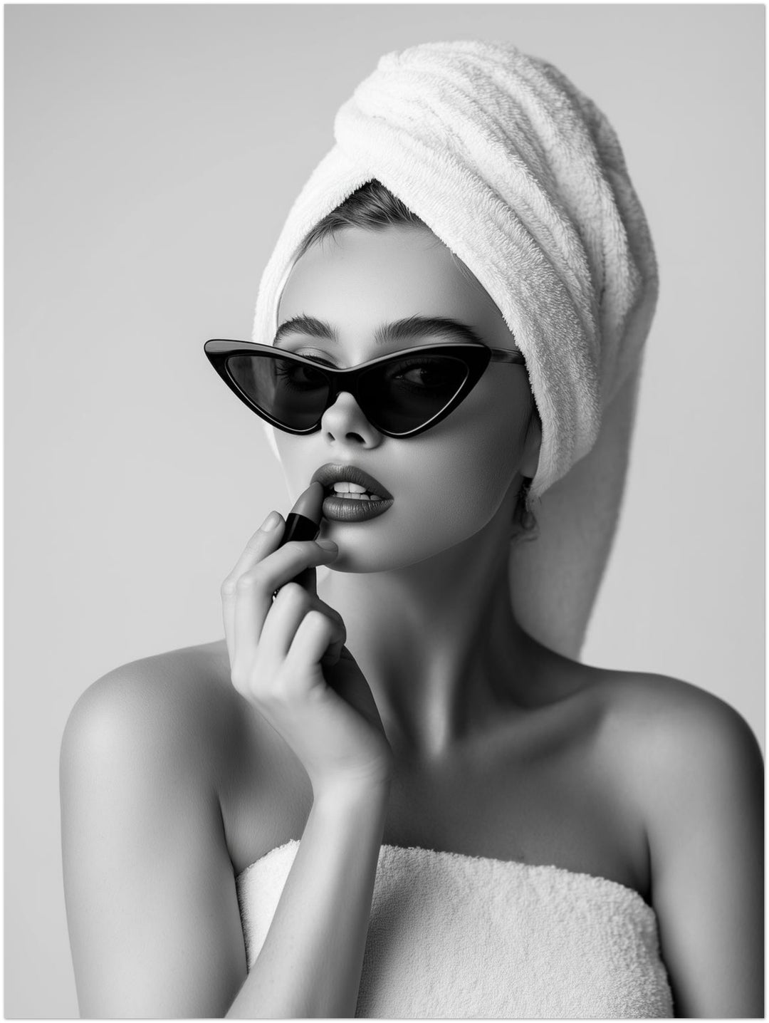 Frau mit Handtuch-Turban Leinwandbild – Ohne Rahmen – Produktfoto