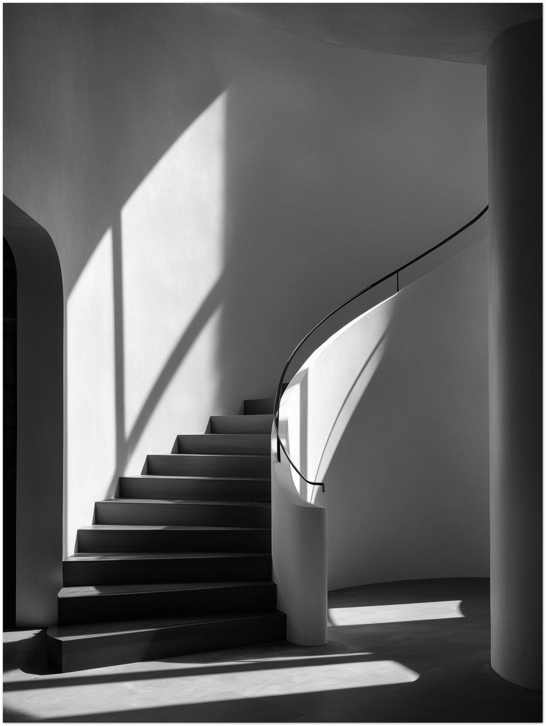 Geschwungene Treppe Licht abstrakt – Wandkunst