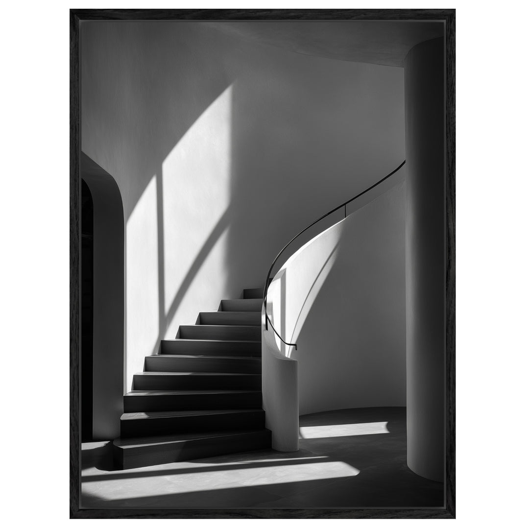 Geschwungene Treppe Licht Leinwandbild abstrakt – Leinwand auf Holzrahmen – Ansicht 5