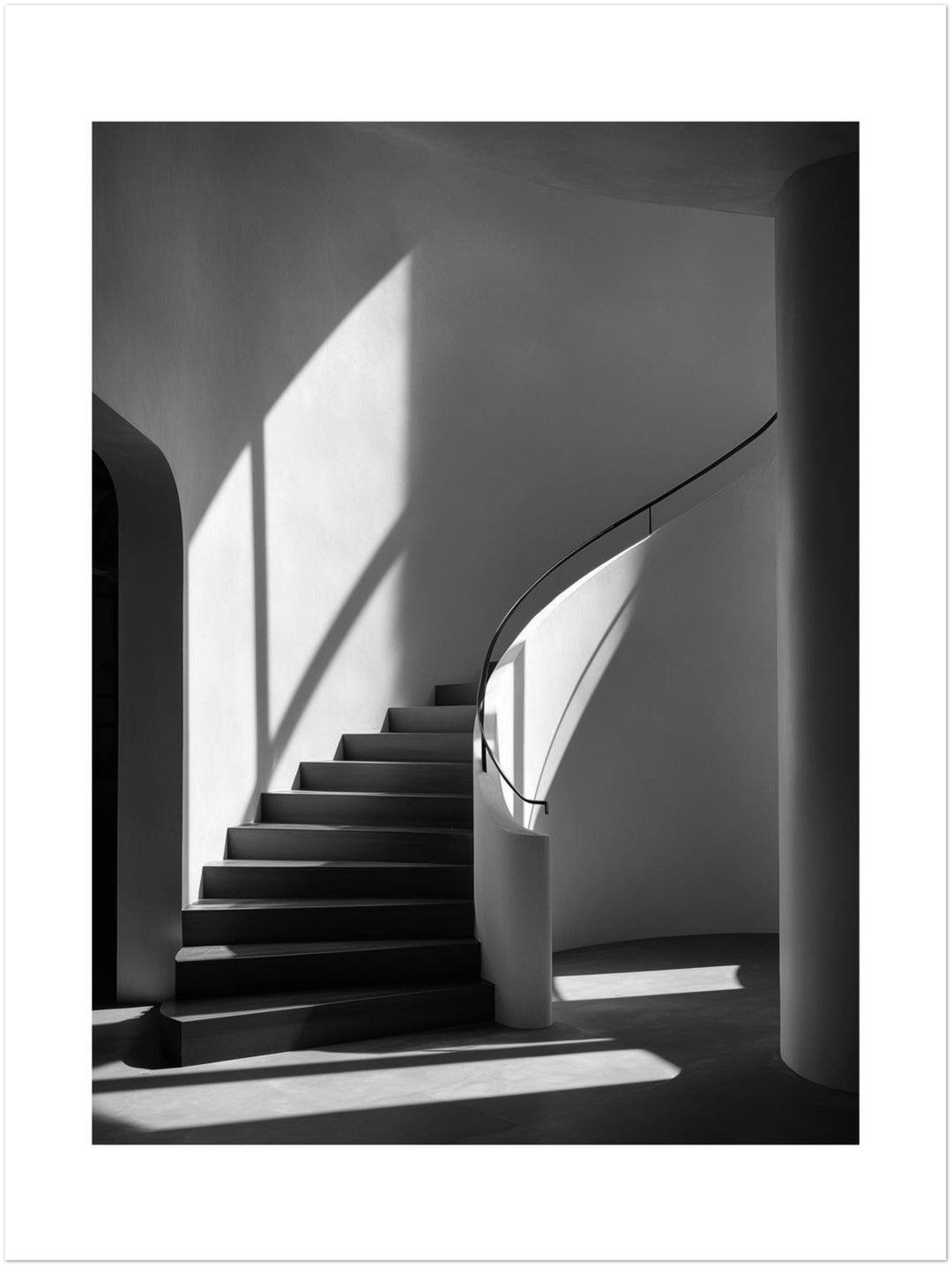 Geschwungene Treppe Licht abstrakt – Wandkunst