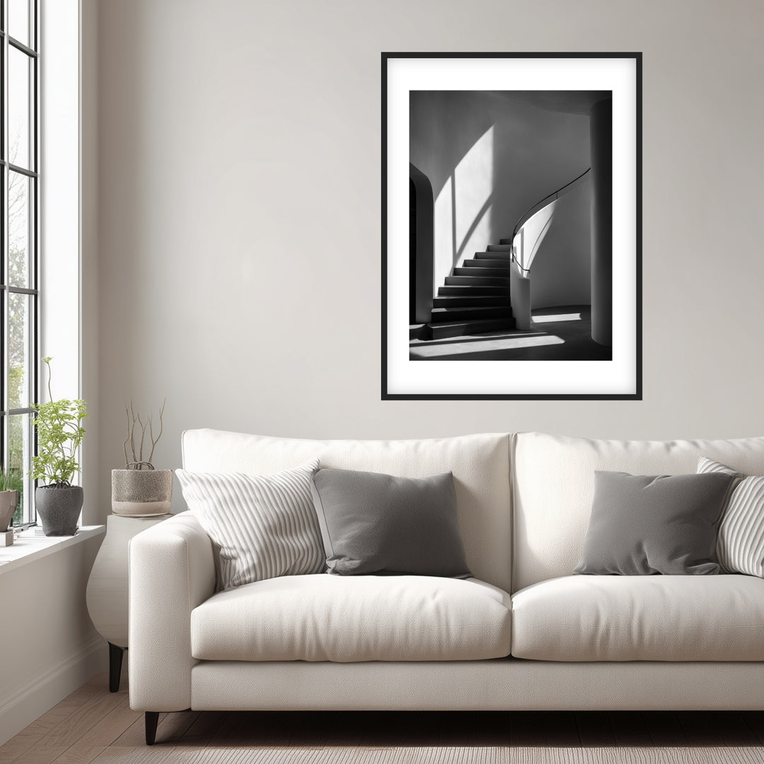 Geschwungene Treppe Licht Poster abstrakt – mattes Kunstdruck-Papier – Ansicht 3