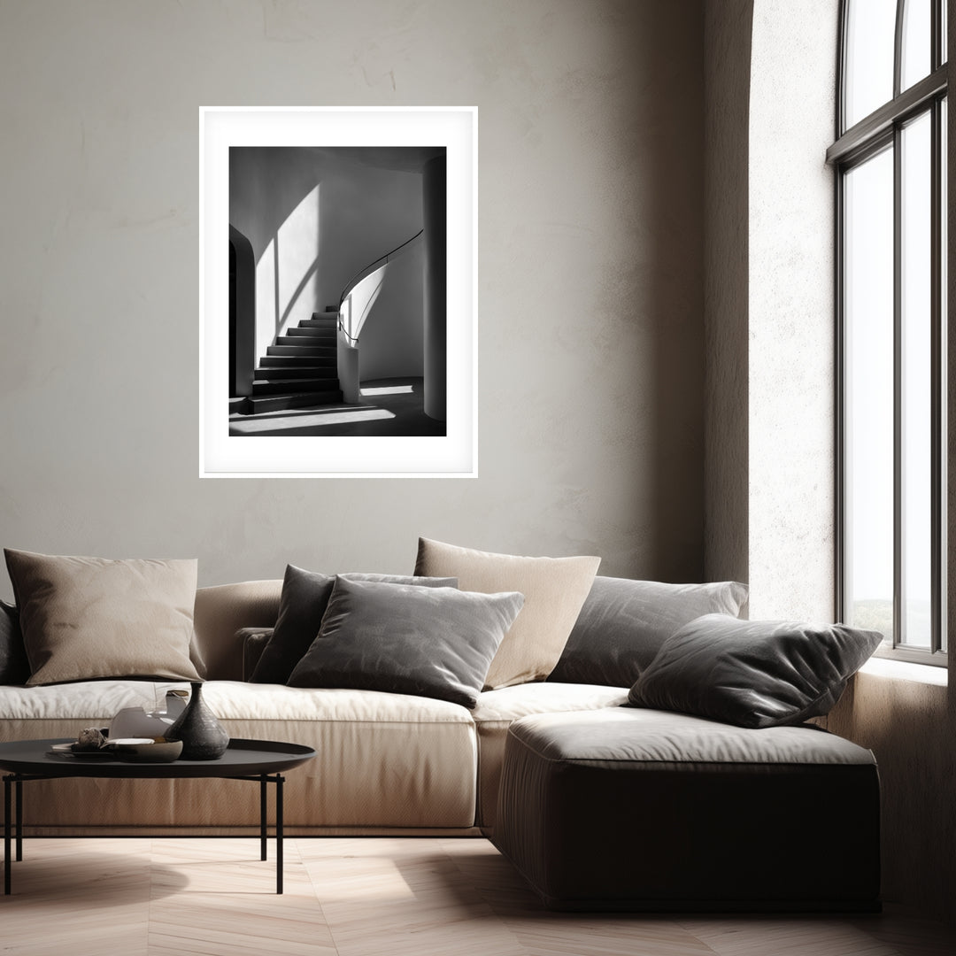 Geschwungene Treppe Licht Poster abstrakt – mattes Kunstdruck-Papier – Ansicht 4