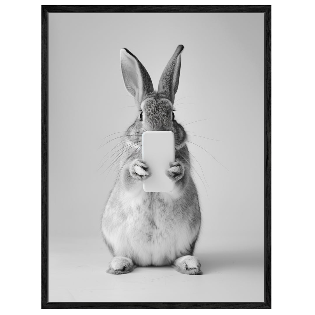 Hase Handy Leinwand schwarz weiß – Leinwand auf Holzrahmen – Ansicht 3