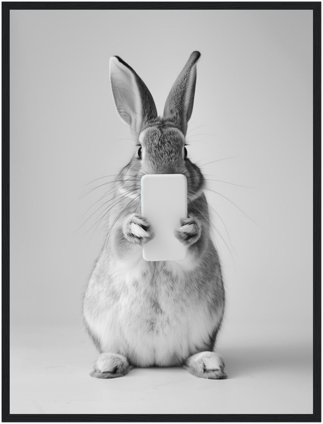 Hase Handy Poster schwarz weiß – mattes Kunstdruck-Papier – Ansicht 2