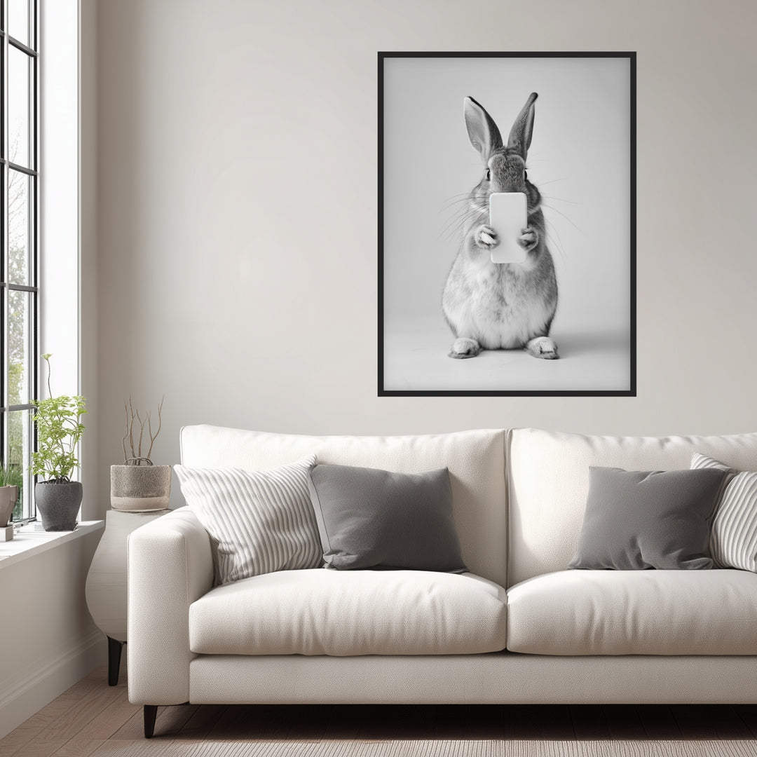 Hase Handy Poster schwarz weiß – mattes Kunstdruck-Papier – Ansicht 5