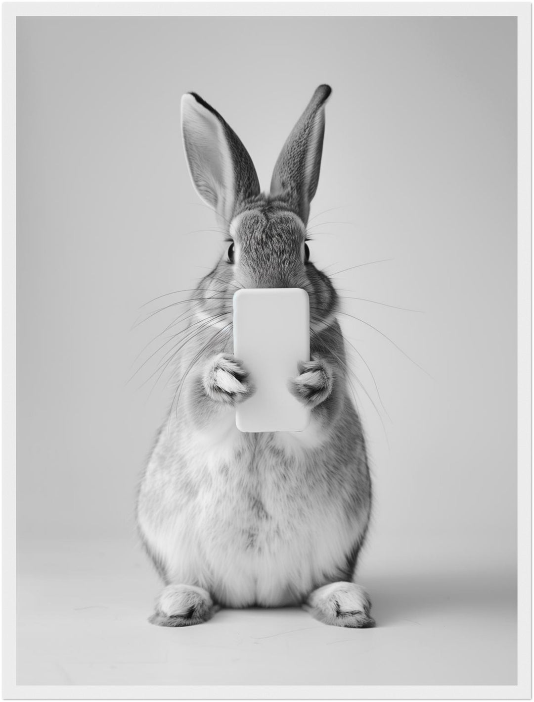 Hase Handy Poster schwarz weiß – mattes Kunstdruck-Papier – Ansicht 3
