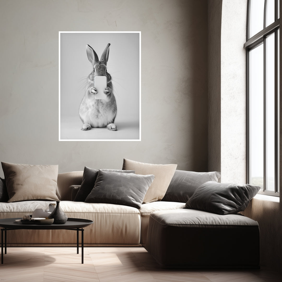 Hase Handy Poster schwarz weiß – mattes Kunstdruck-Papier – Ansicht 6