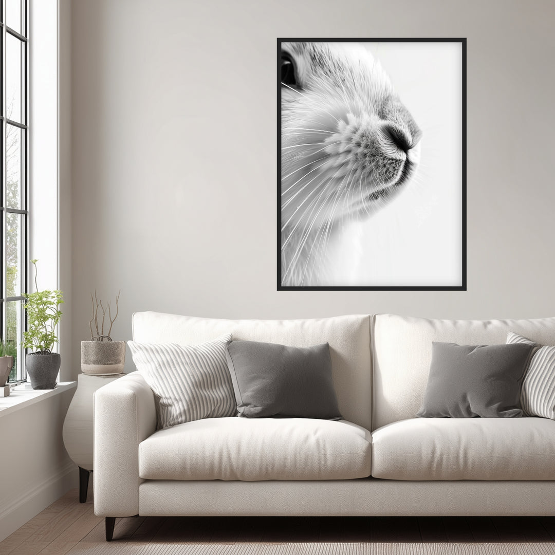 Hase nah Poster schwarz weiß – mattes Kunstdruck-Papier – Ansicht 5