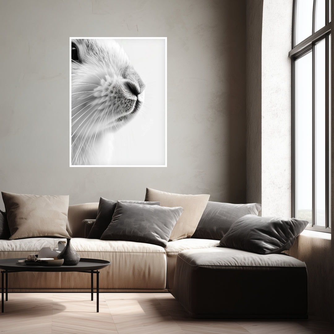 Hase nah Poster schwarz weiß – mattes Kunstdruck-Papier – Ansicht 6
