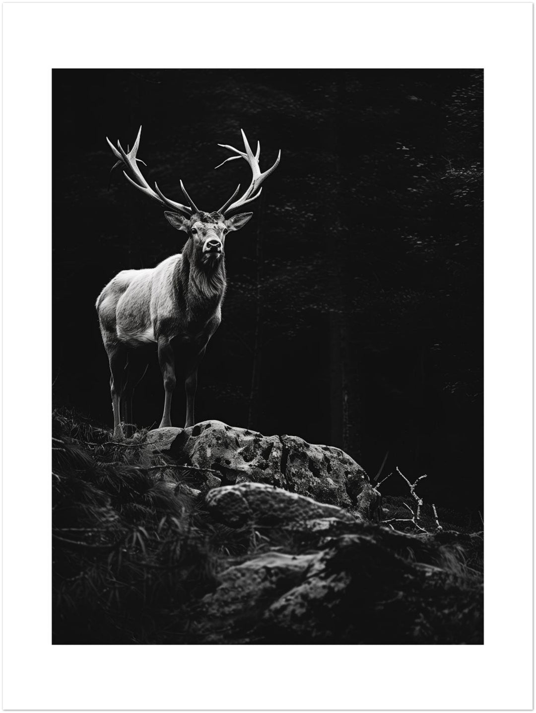 Hirsch auf Felsen abstrakt – Wandkunst