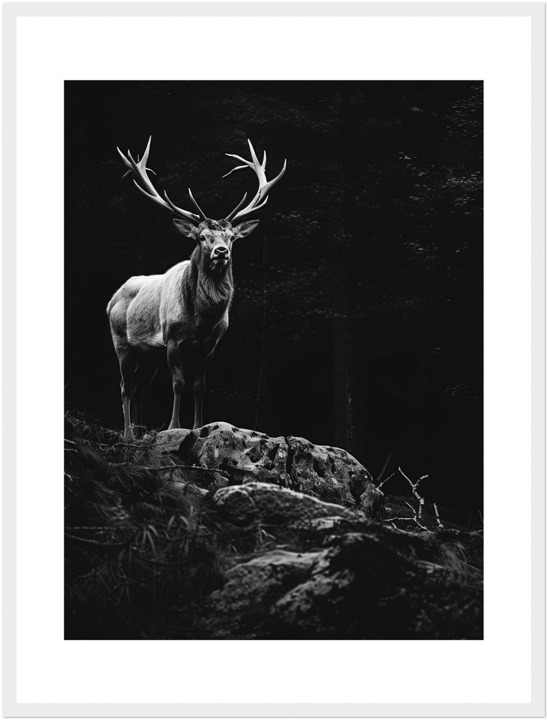 Hirsch auf Felsen Poster abstrakt – mattes Kunstdruck-Papier – Ansicht 5