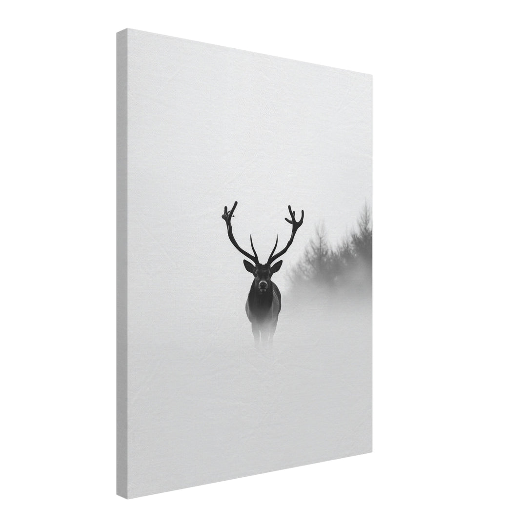 Hirsch im Nebel Leinwandbild abstrakt – Leinwand auf Holzrahmen – Ansicht 2